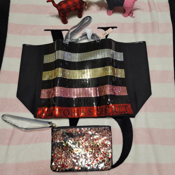 Victoria's Secret BLING Tote + Makeup Bag Set NWT - Picture 5 of 16
